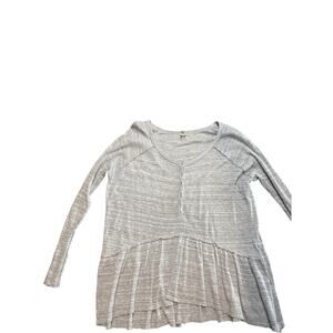 We the Free People Coastline Gray Thermal Waffle Knit Henley Peplum Boho Medium